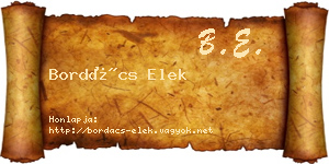 Bordács Elek névjegykártya